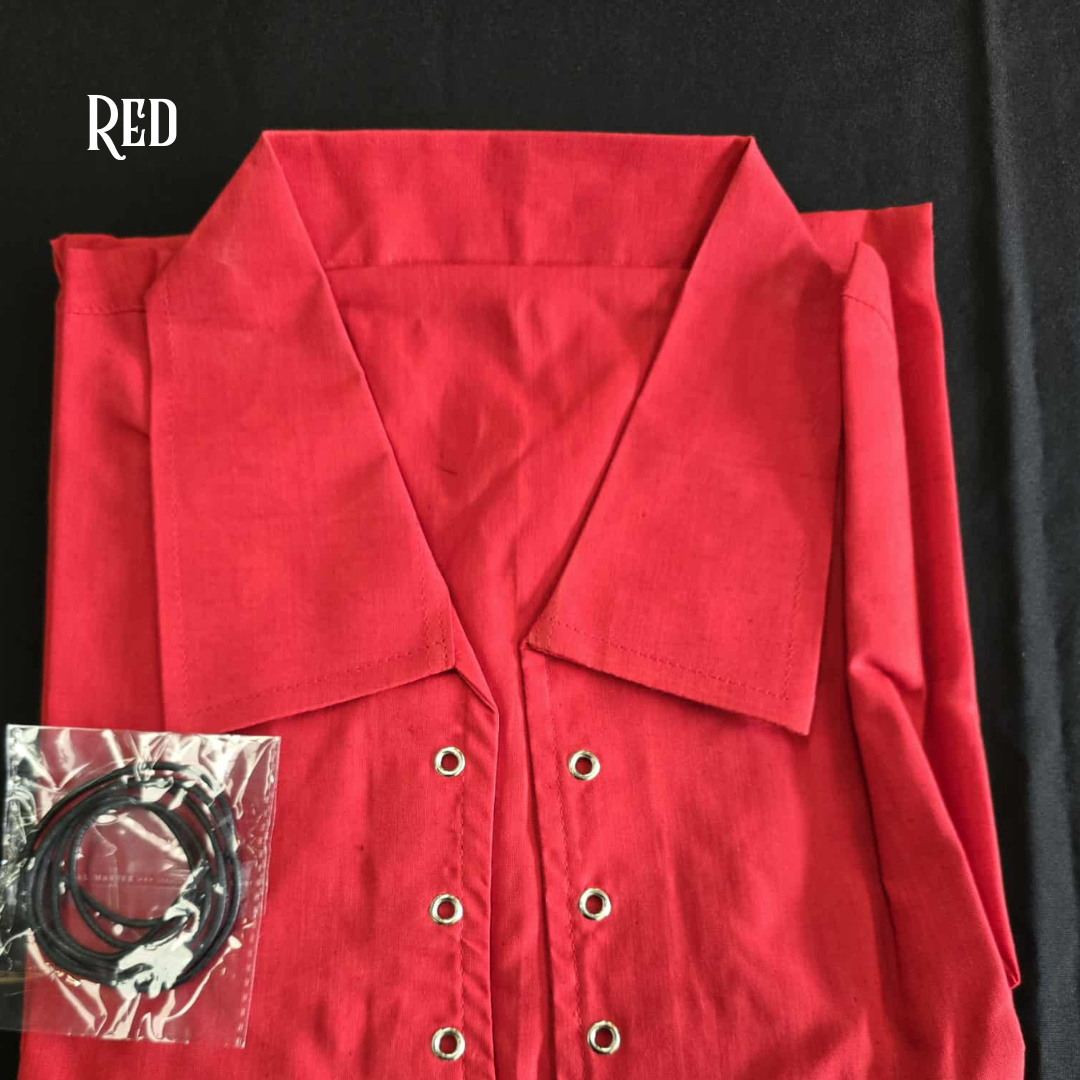 Cotton Medieval Shirt with Collar and Eyelets