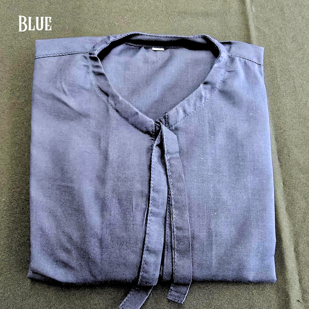 Cotton Medieval Shirt with Tie-Up Neck – No Collar or Cuffs