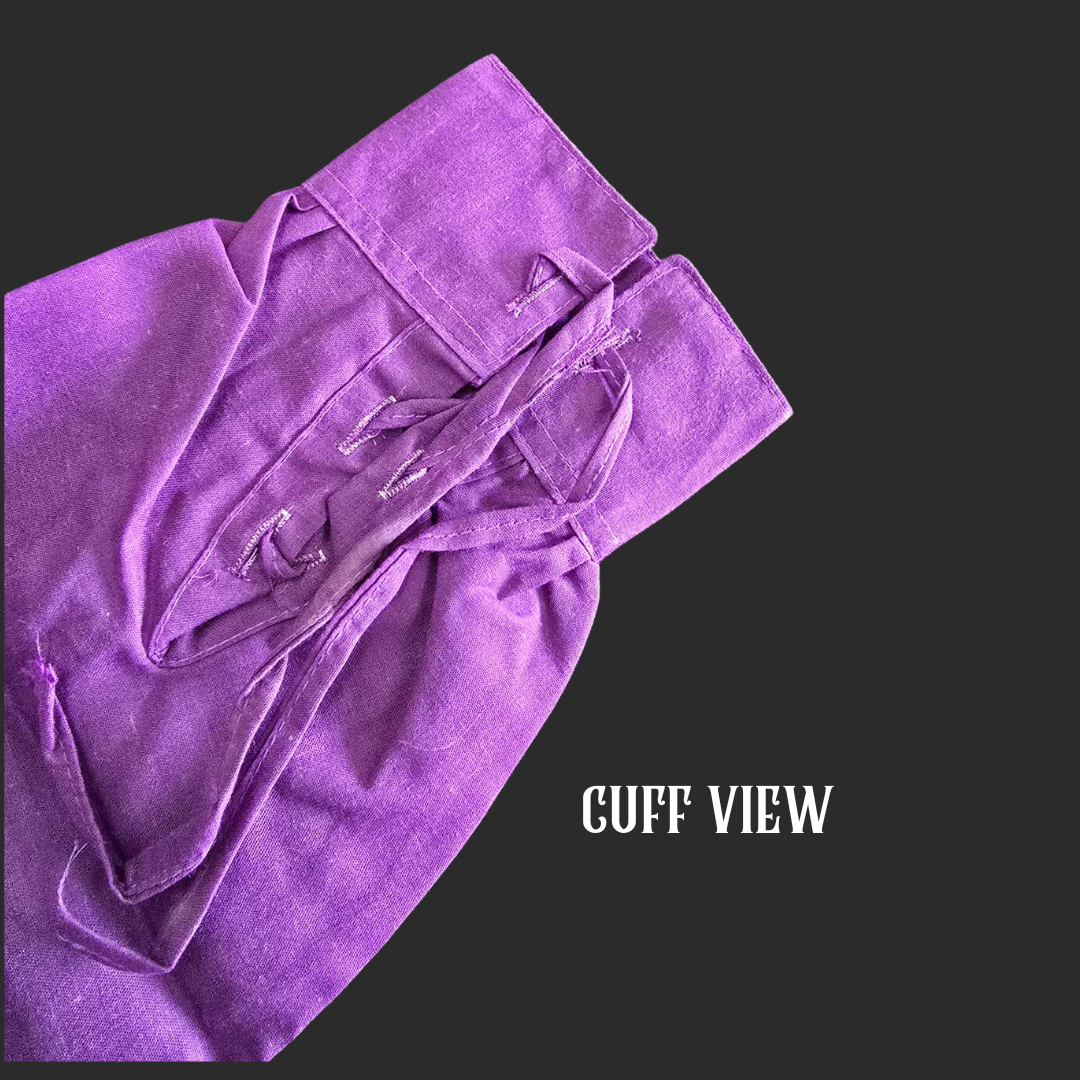 Cotton Medieval Shirt with Tie-Up Neck and Wrists