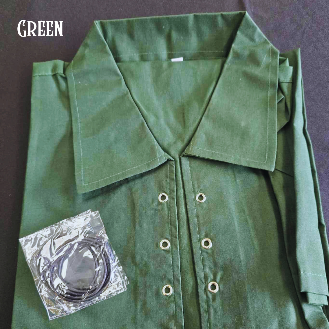 Cotton Medieval Shirt with Collar and Eyelets