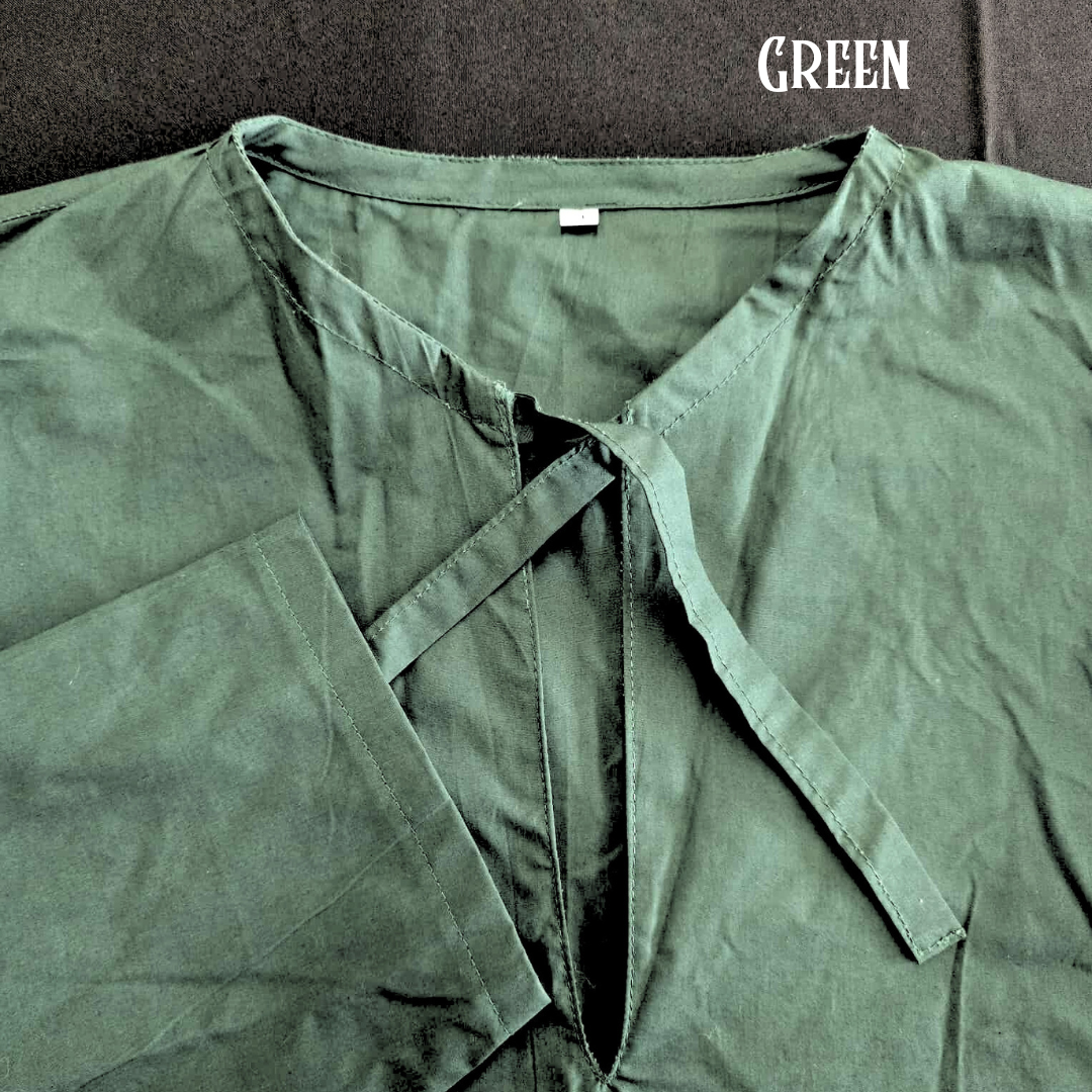 Cotton Medieval Shirt with Tie-Up Neck – No Collar or Cuffs