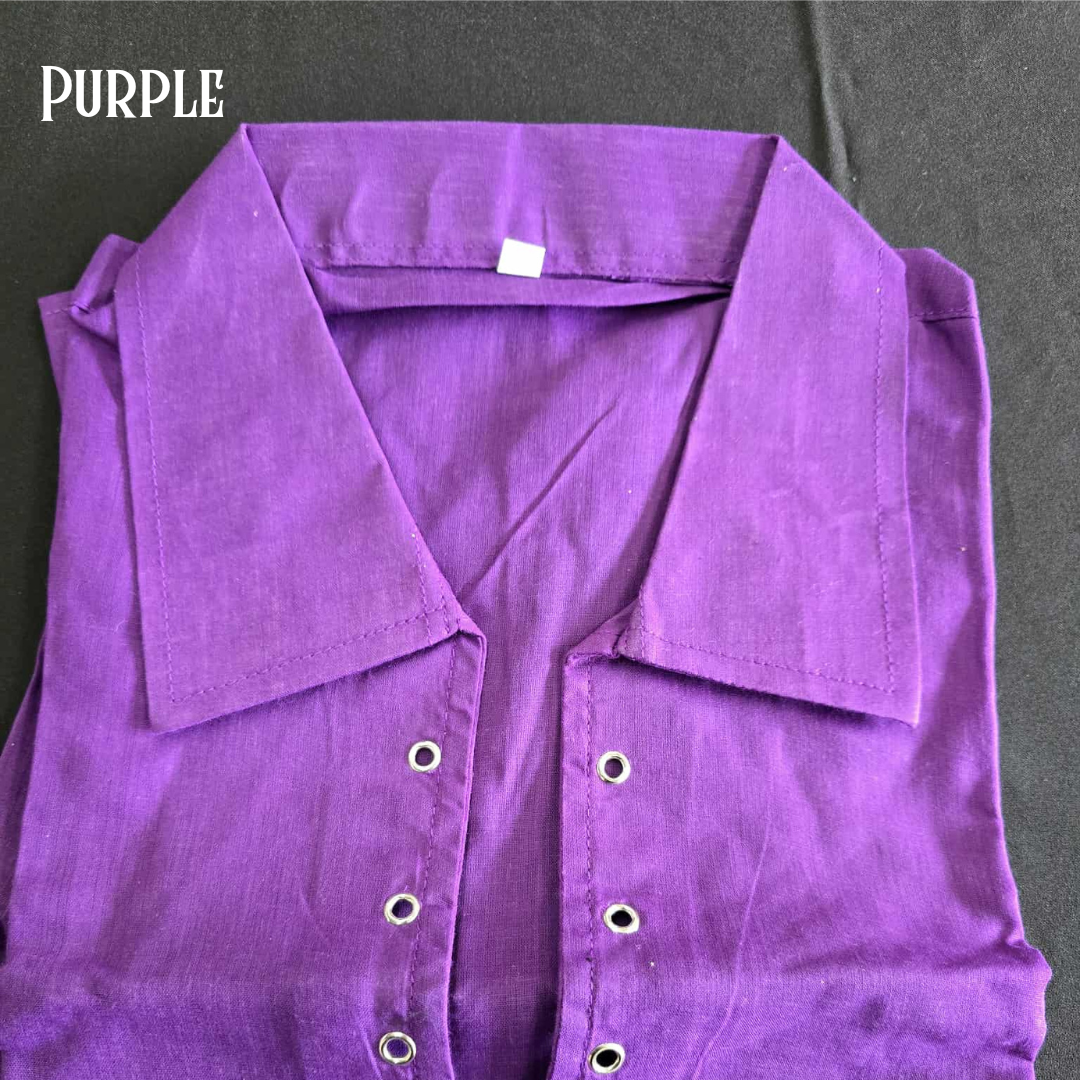 Cotton Medieval Shirt with Collar and Eyelets