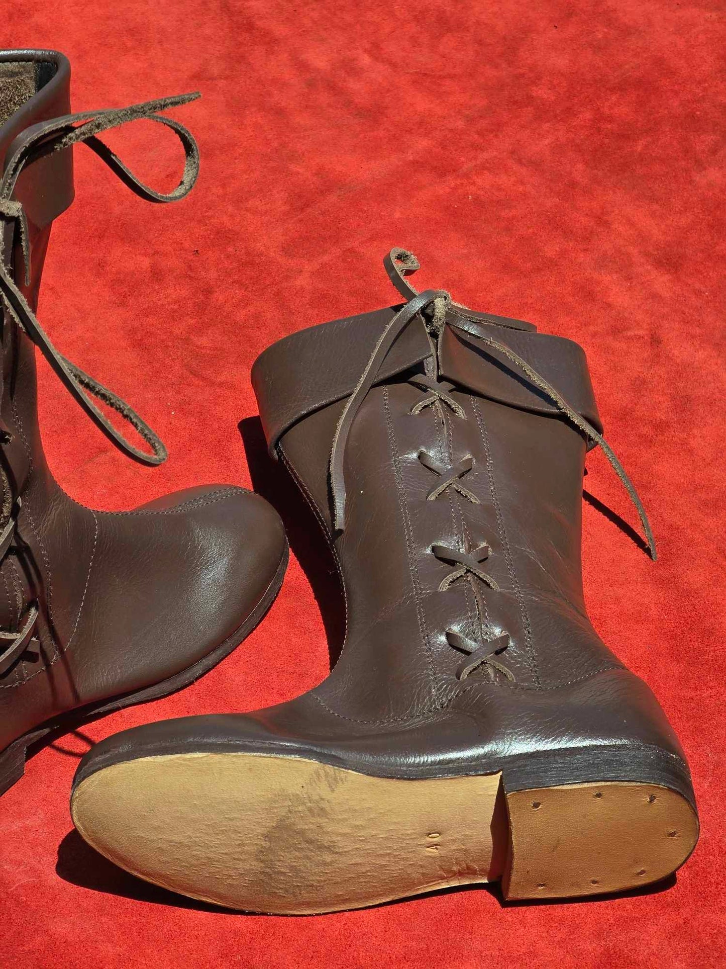 Side-Laced Leather High Boots