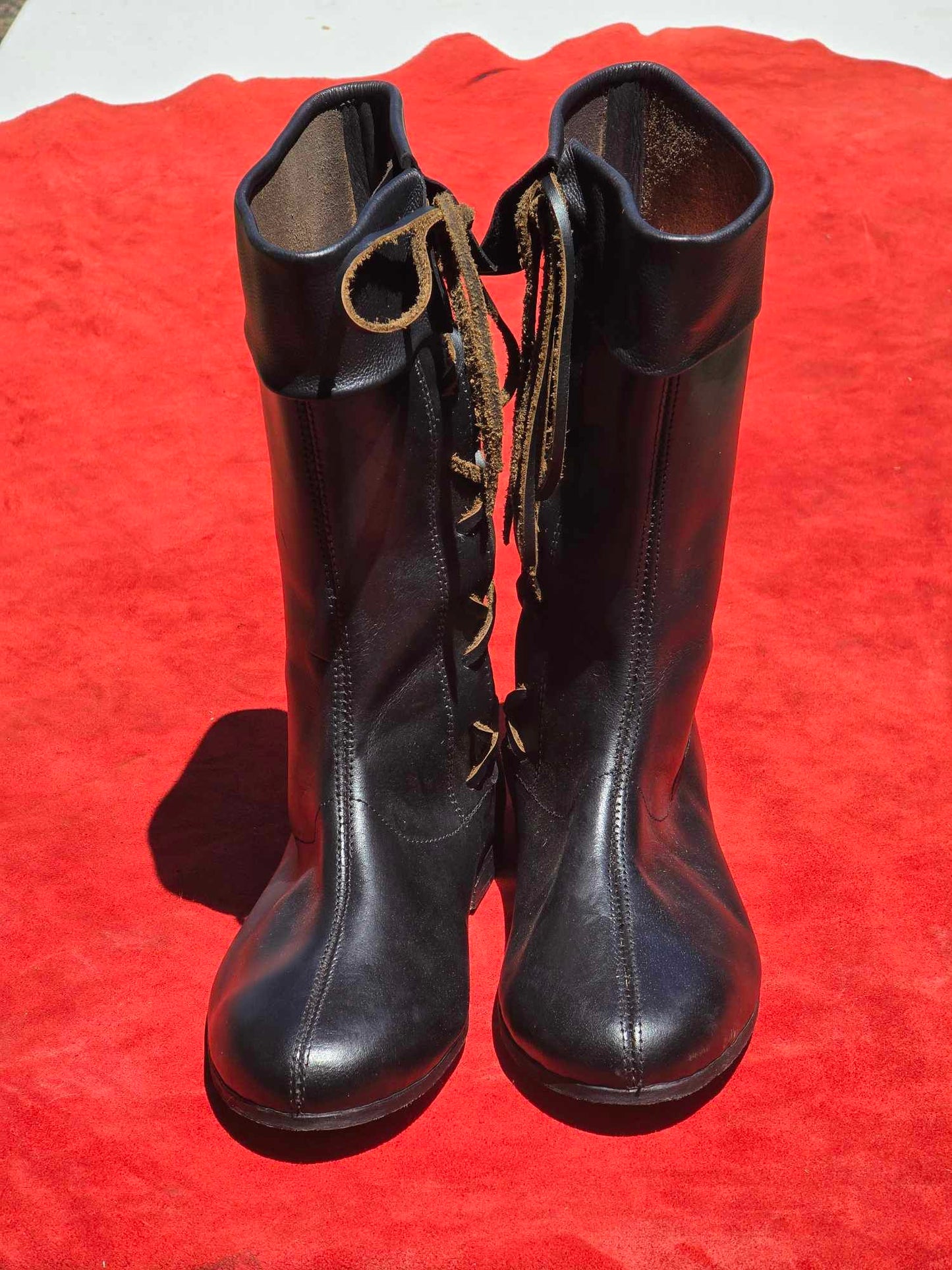 Side-Laced Leather High Boots