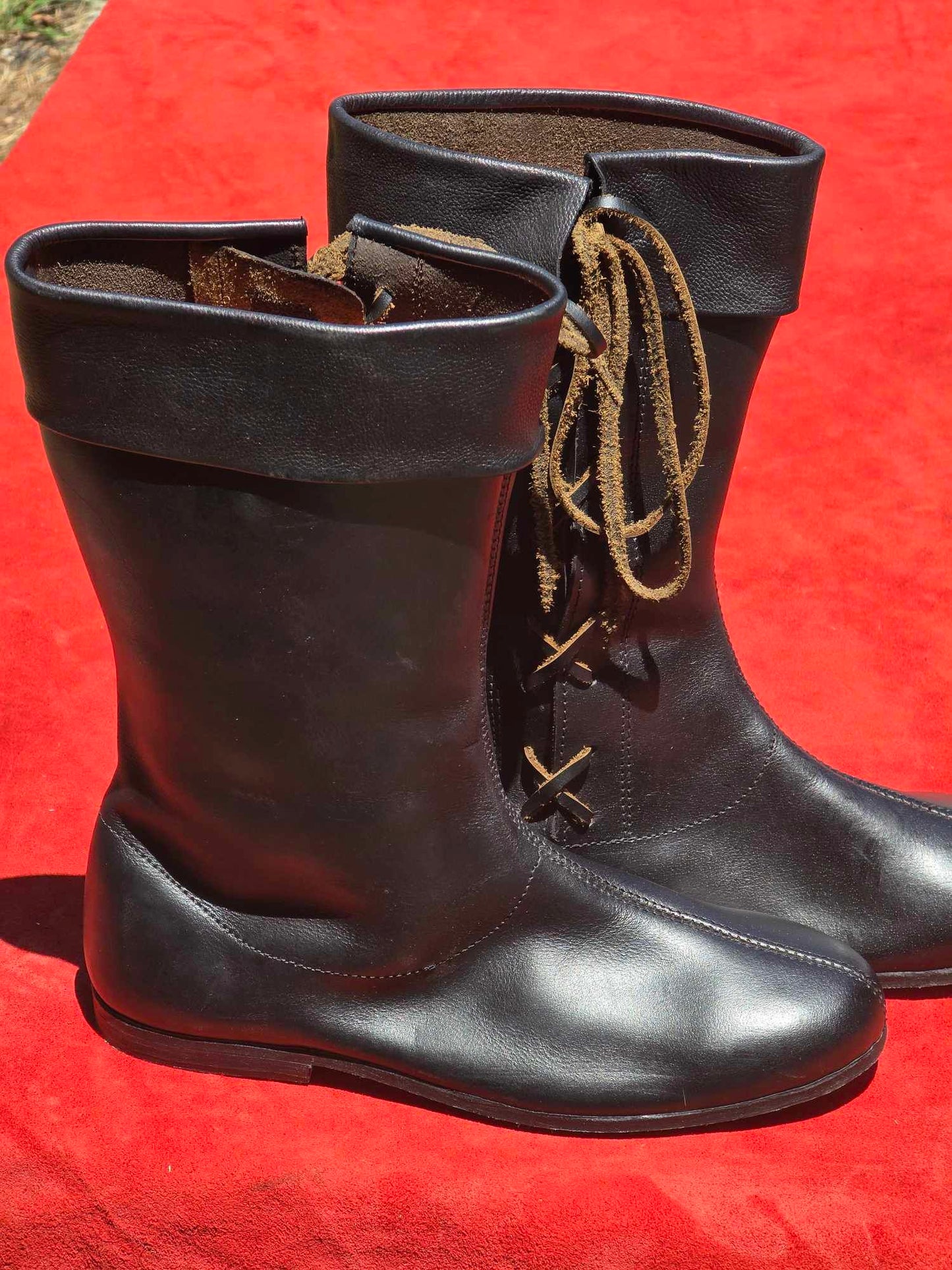 Side-Laced Leather High Boots