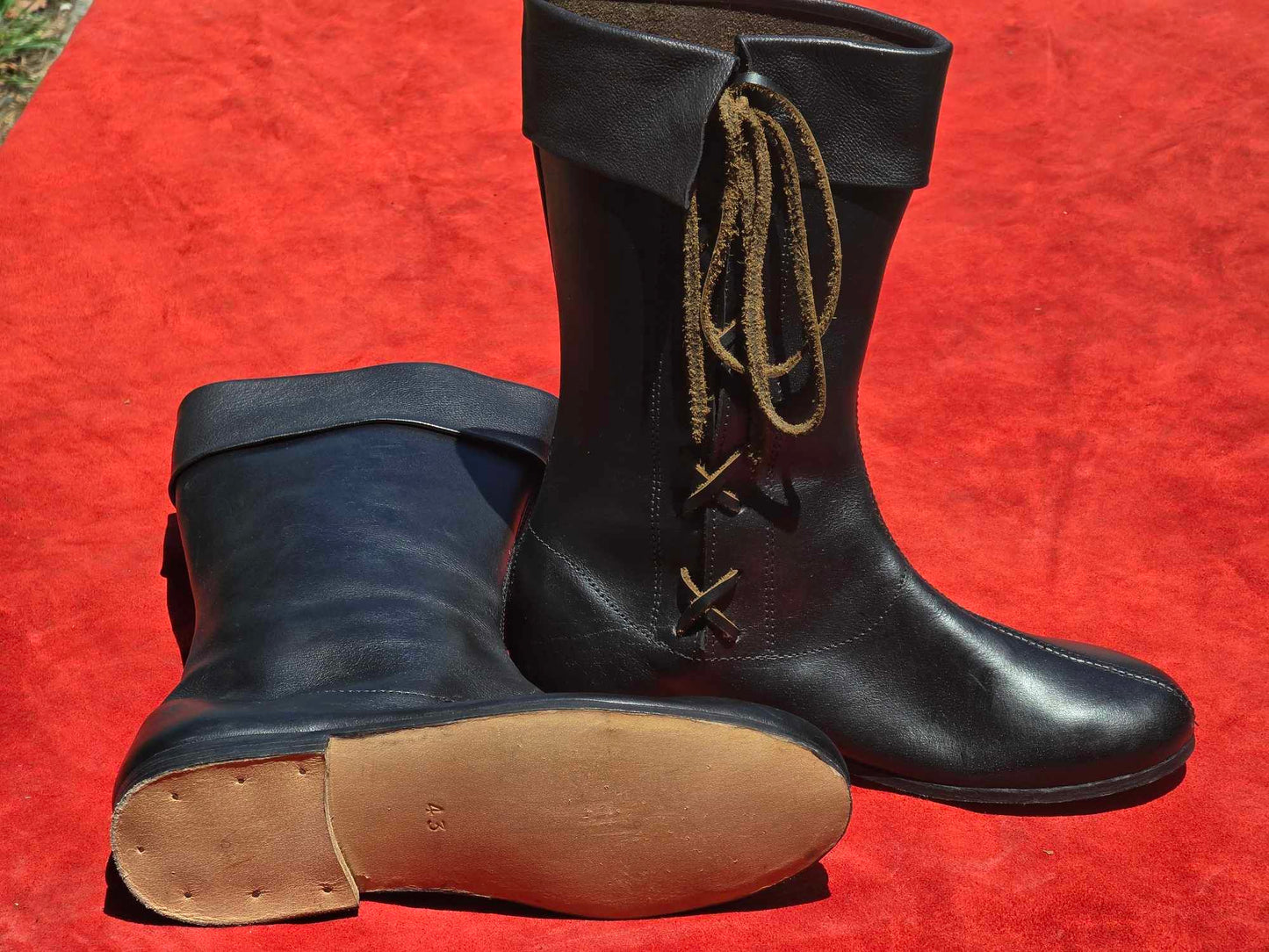 Side-Laced Leather High Boots
