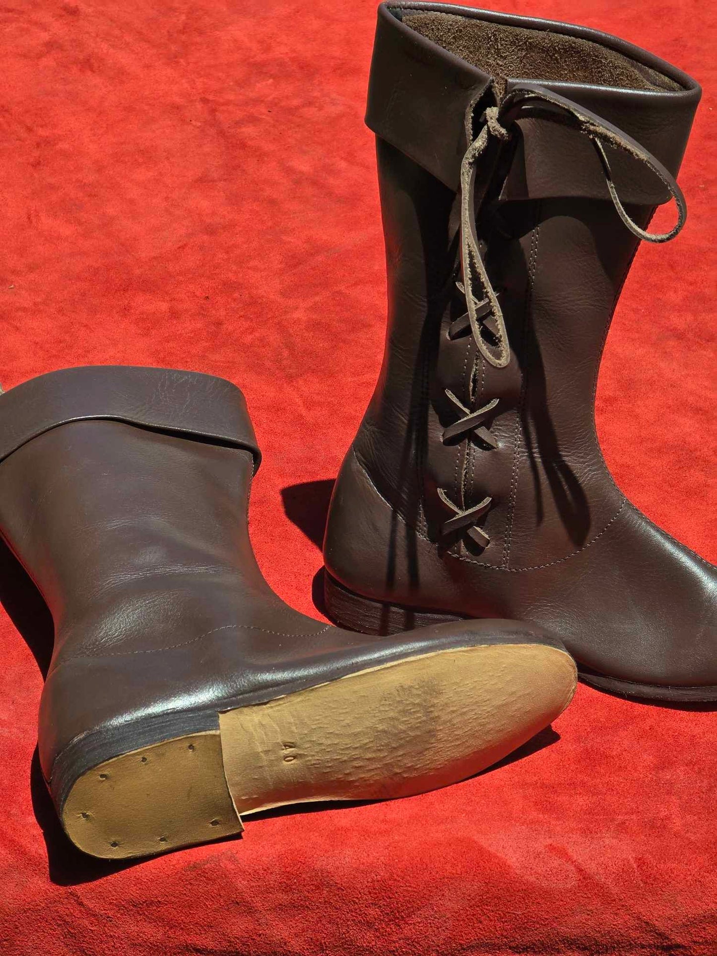 Side-Laced Leather High Boots